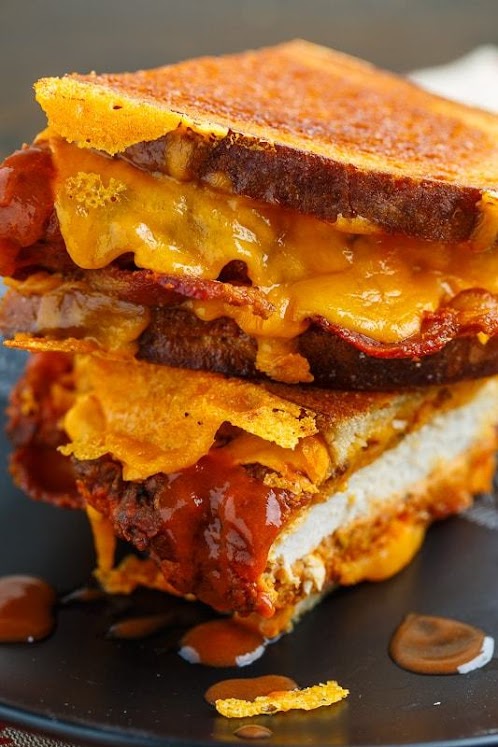 Crispy Fried Buffalo Chicken Grilled Cheese Sandwich