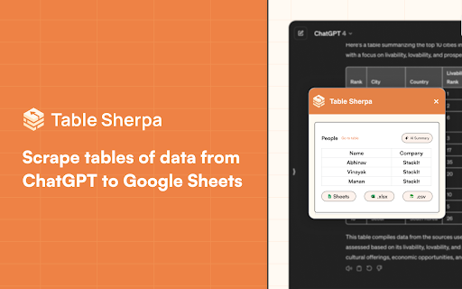 TableSherpa: Web to Sheets Exporter