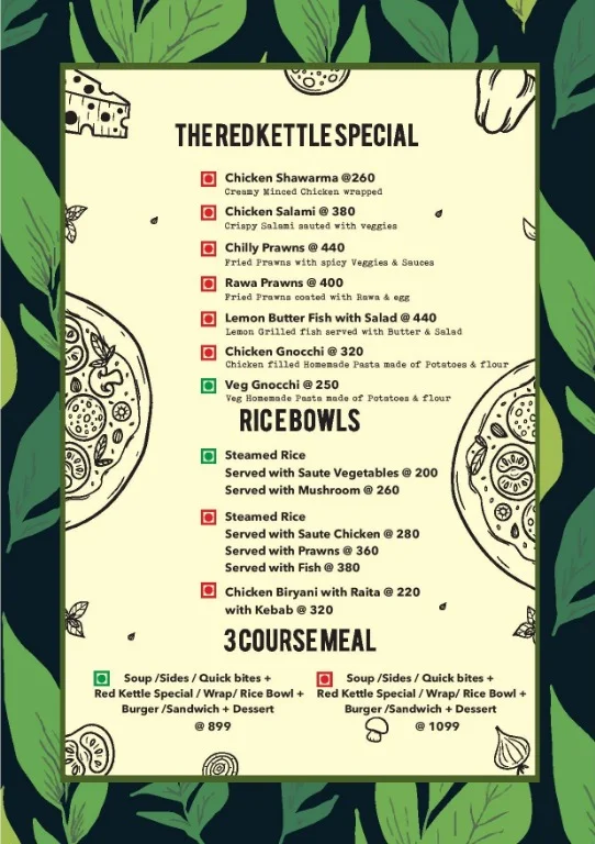 The Red Kettle menu 