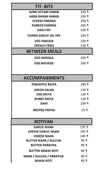 Kinara Village menu 