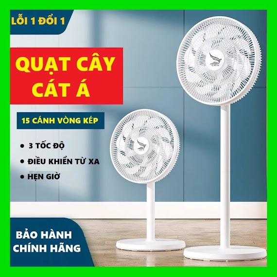 Quạt Cây, Quạt Đứng Cát Á Có Điều Khiển Từ Xa - 3 Tốc Độ - Quạt 15 Cánh Siêu Mát - Bảo Hành 6 Tháng