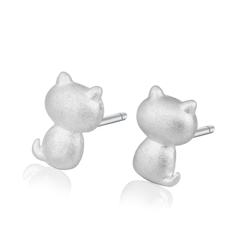Brincos femininos de gato com banho de prata, fofos e pequenos, brincos de animais do zodíaco, perfeitos para mulheres.