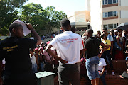 March 19,2018. SRC Members at UKZN Westville campus address protesting students. 
