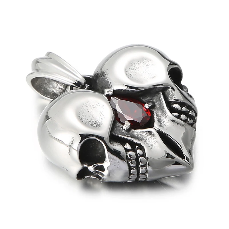 Pendentif Coeur Rétro Créatif avec Crâne Diamant pour Couples et Amies. Un bijou symbolique, parfait pour exprimer l'amour et l'amitié.