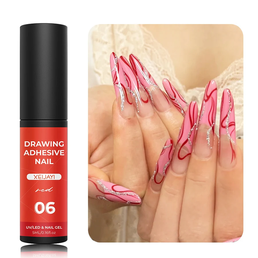 Adhésif métallique pour câbles d'ongles 5ml Hoy Edge Painted. Collez et peignez les bords, fixation durable, idéal pour les designs.