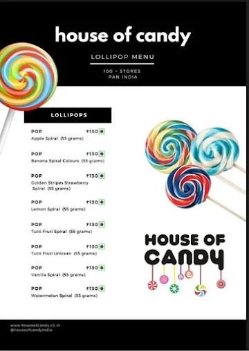 House of Candy menu 