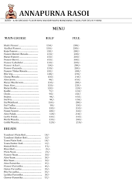 Annupurna Rasoi menu 2