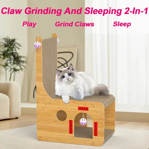 L-Shaped Cat Scratching Post Integrated Cat Scratching Board Cat Nest Thickened Wear-Resistant Cat Scraper Furniture Tra