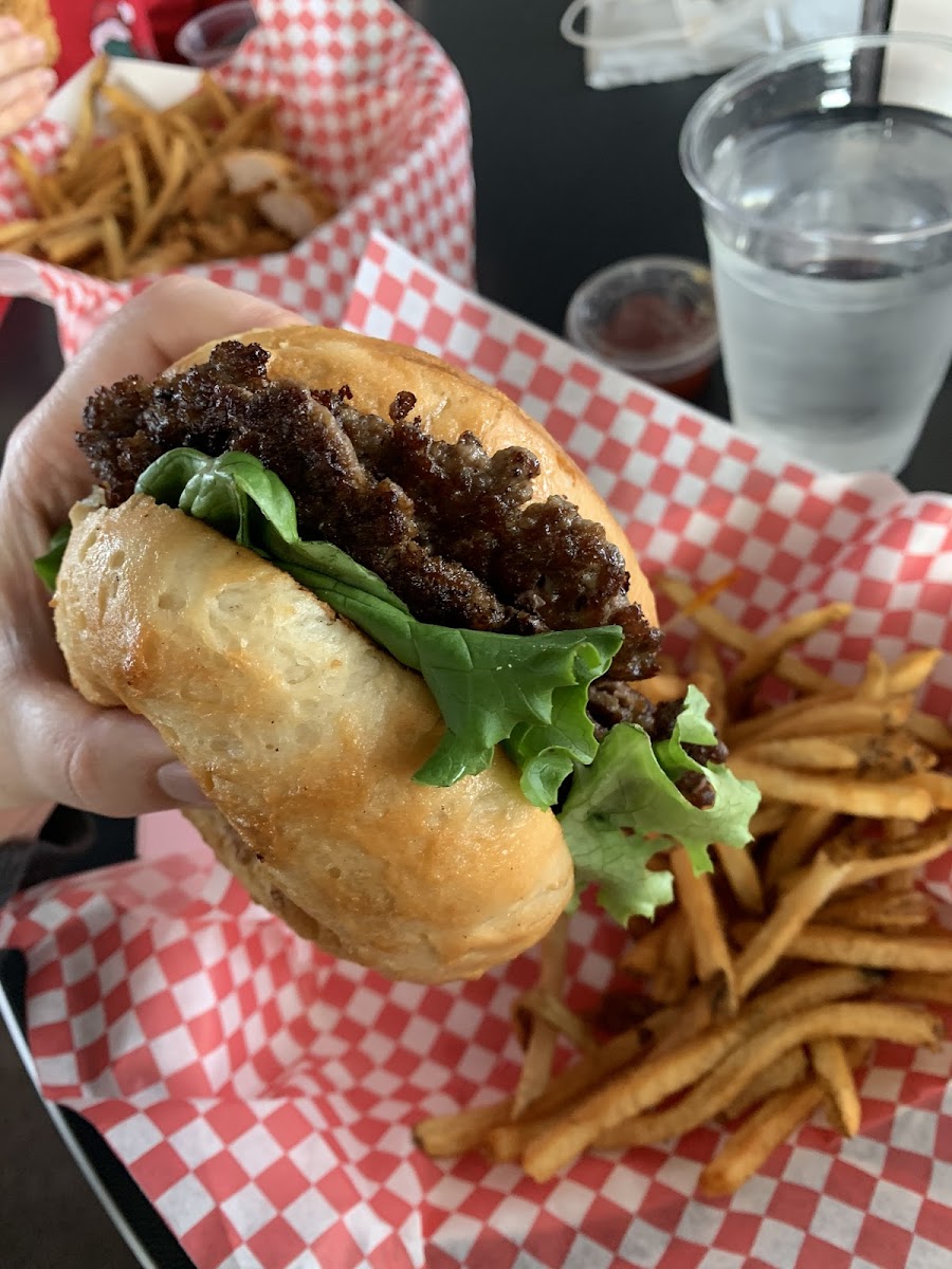 Gf burger and fries