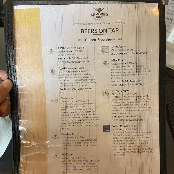 GF beer menu