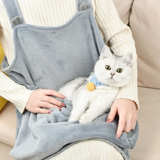 Pet Carrier Apron Comfortable Kangaroo Pocket for Hugging Cats Kitten Puppy Non-stick Hair Grooming Sleeping Bib Pet Sup