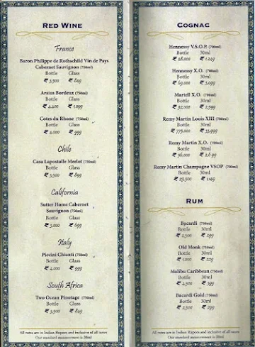 Shebestan - Sterlings MAC Hotel menu 