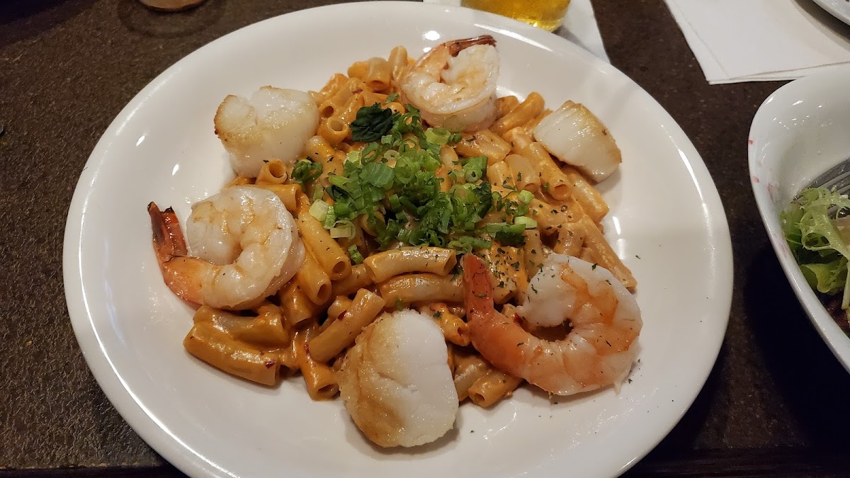 GF Spicy Shrimp & Scallops pasta dish, Aug 2021