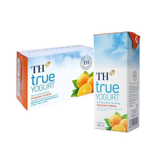 Thùng 48 hộp Sữa chua uống tiệt trùng hương cam tự nhiên TH True Yogurt 180ml