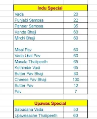 Indu Vadapav menu 2
