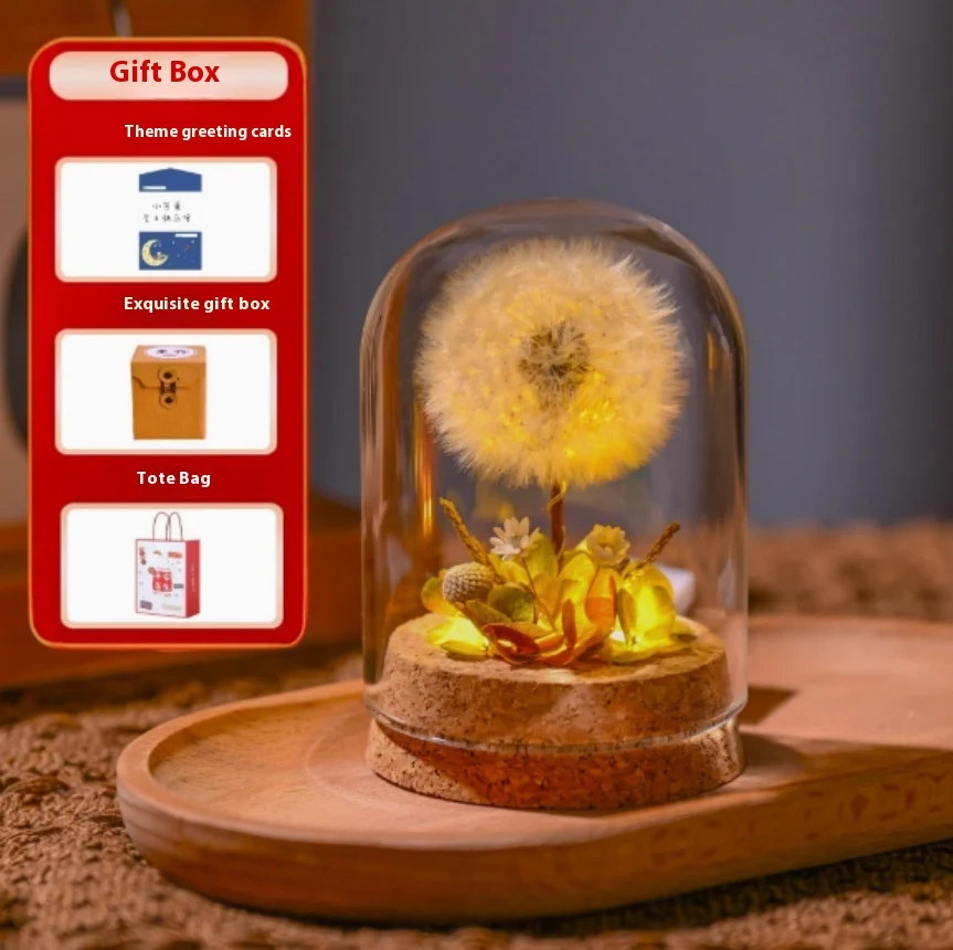 Adornos de luz nocturna con cubierta de cristal de diente de león Yongsheng, creando un ambiente cálido y relajante, perfecto para dormitorios y regalos.