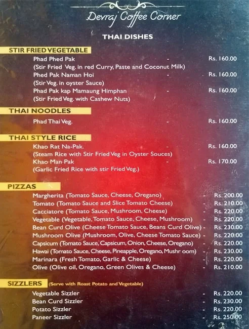 Devraj Coffee Corner German Bakery menu 