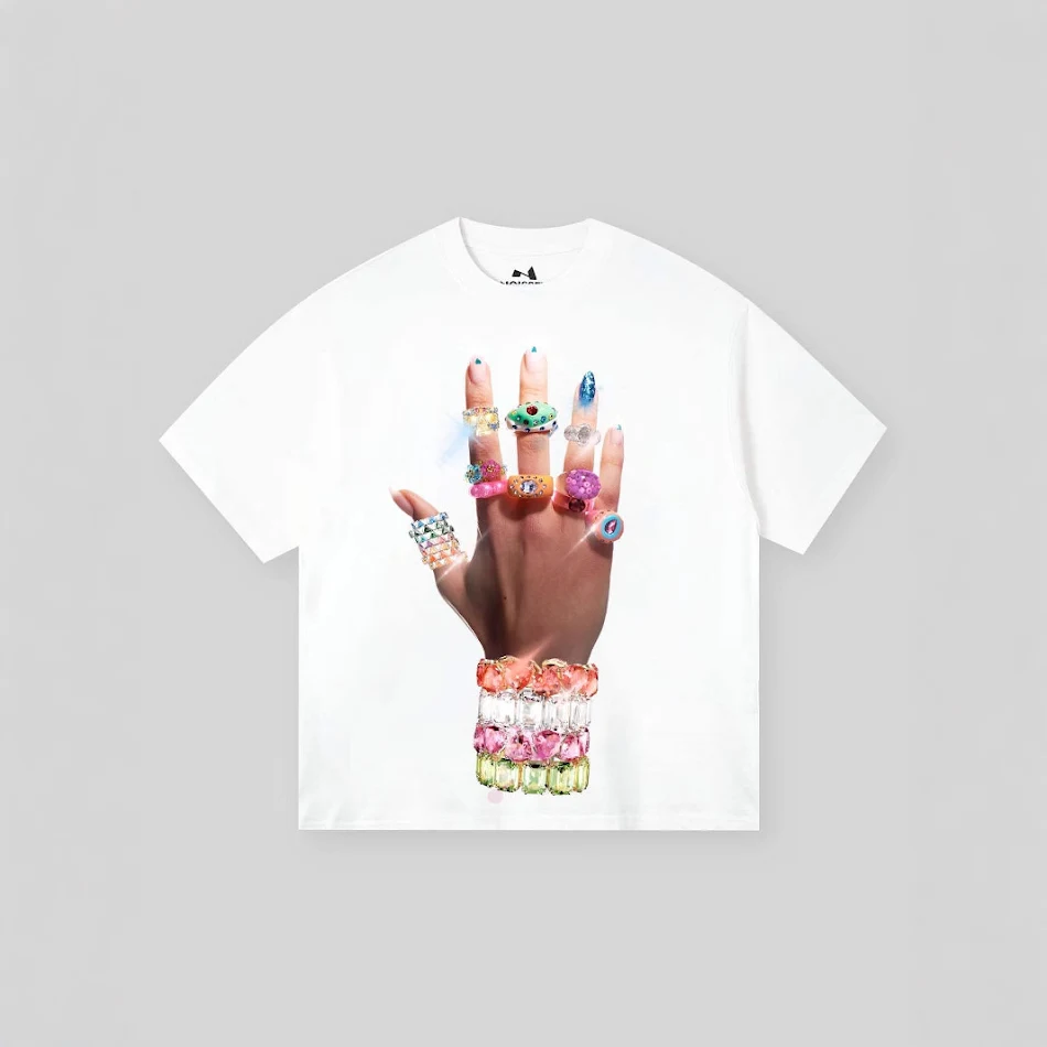 Street Vacation Style Hip Hop Pick-up Printed Loose T-shirt for Men. Comfortable and stylish, perfect for casual wear an