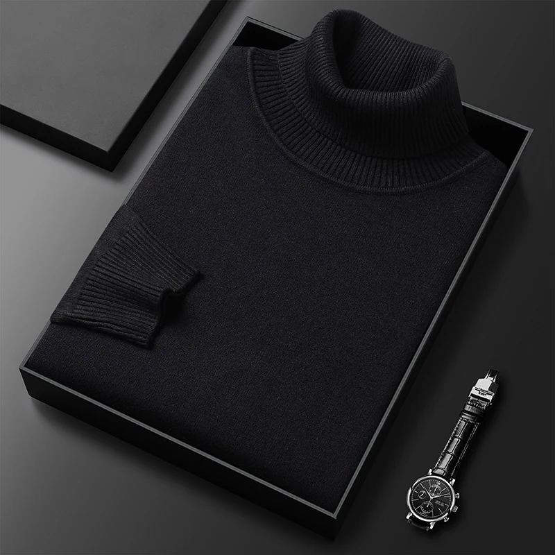 Suéter de cuello alto para hombre, ajuste delgado, color sólido, informal y elegante. Ideal para jóvenes y adultos, un básico versátil.