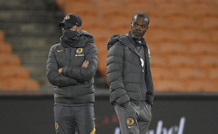 Kaizer Chiefs co-coaches Dillon Sheppard and Arthur Zwane during the DStv Premiership match against Marumo Gallants at FNB Stadium on the May 3 2022.