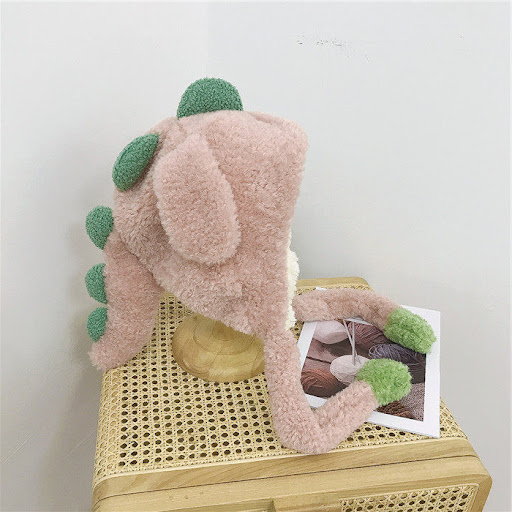 Title 4, Dinosaur Shape Plush Hat Cartoon Warm Earmuff Head