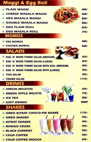 Egg 'N' More menu 