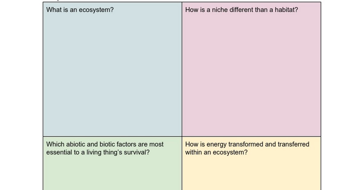 Ecosystems Carousel Brainstorming