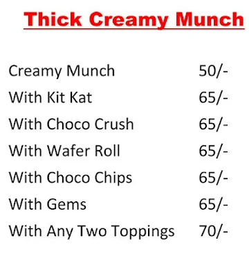 Creamy Cool menu 