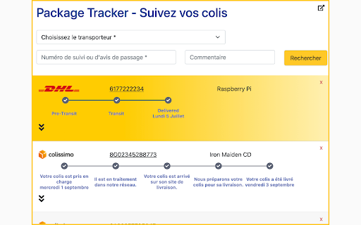 Package Tracker - Suivez vos colis