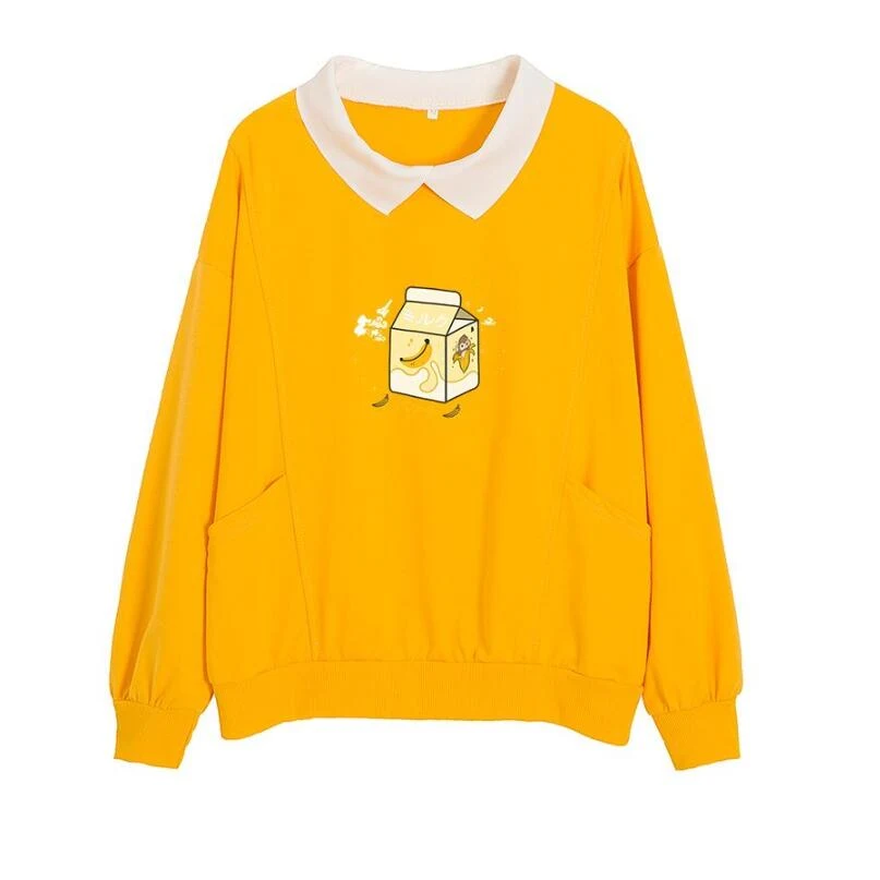 Title 2, Banana Milk Cute Monkei Oversized Collar Pulover