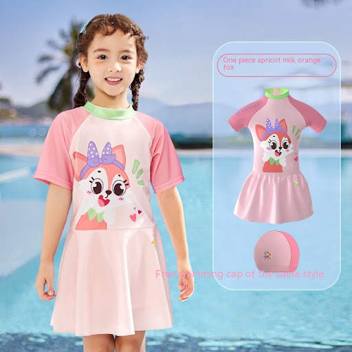 Title 4, Cartoon Childrens Swimsuit featuring sun prote...