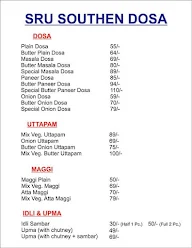 Sru Southen Dosa menu 1