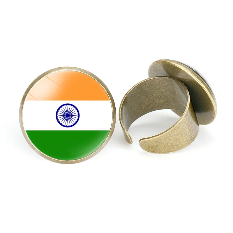 Anillo Abierto Vintage con Banderas Nacionales Asiáticas para un Estilo Único y Expresivo, Joyería de Moda para Mujeres y Hombres.