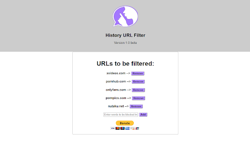 History URL Filter