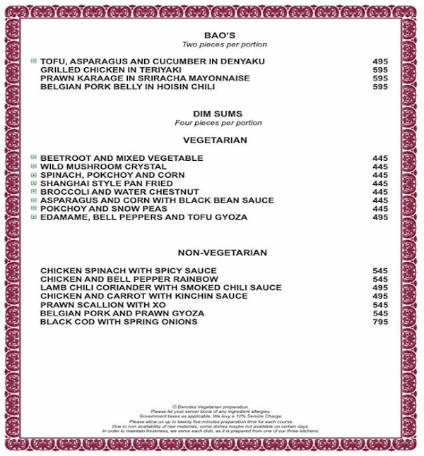 Sar Ali Khal Bhandar menu 