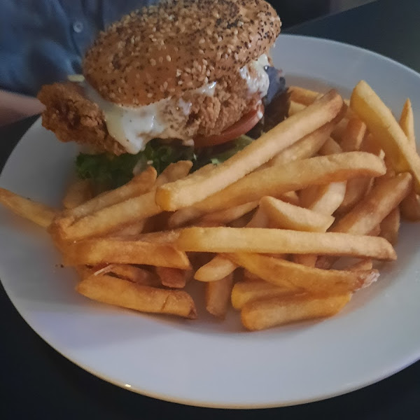 GF deep fried chicken sandwich and fries