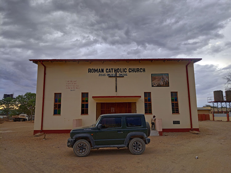 The Catholic church in Opuwo where the author slept.