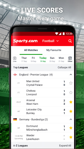 Screenshot Sporty.com: Live Scores & News