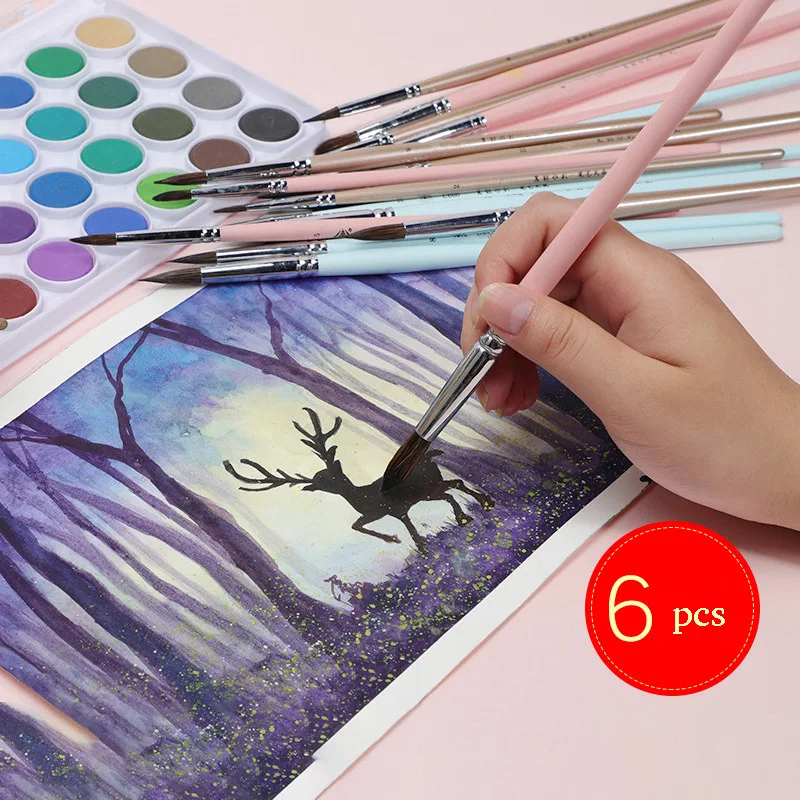 Title 5, Set de 6 pinceaux ronds pointus pour aquarelle ...