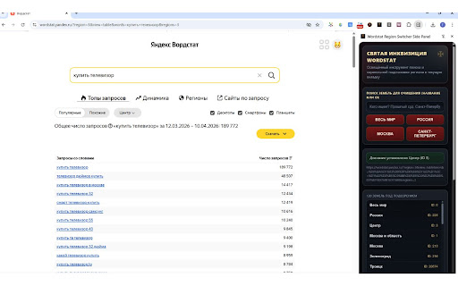 Смена региона Яндекс Вордстат (Wordstat Switcher) screenshot 3