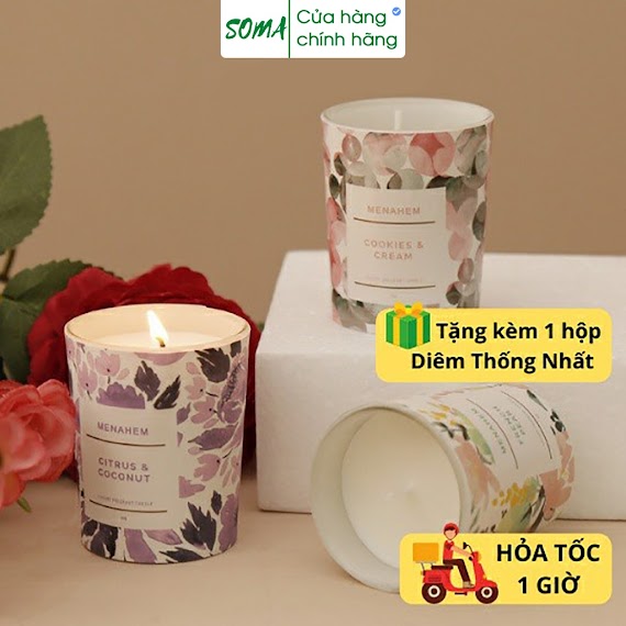 Nến Thơm Phòng Ngủ Candle Cup 50G Sáp Thơm Tinh Dầu Thiên Nhiên Không Khói Khử Mùi Menahem Nen10