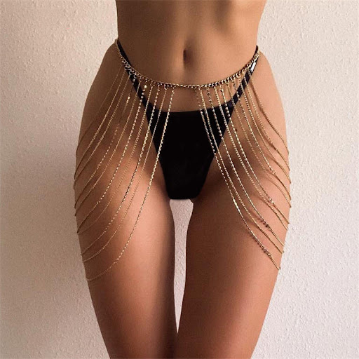 Title 2, Waist Chain Party Carnival Body Chain Metal Dia...