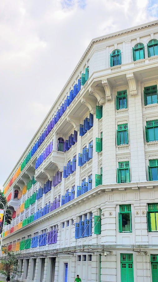 Old Hill Street Police Station, the building with the colorful rainbow windows