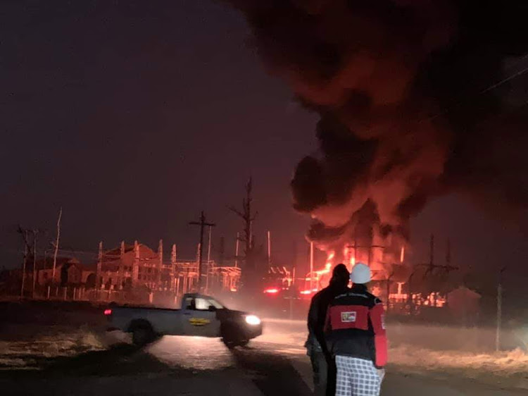 A fire raging at a Makhanda substation