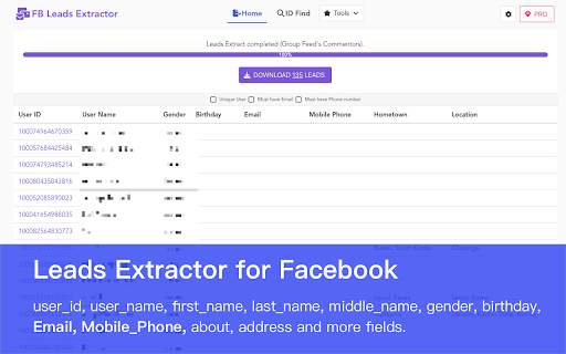 Leads Extractor for Facebook™️ - Email+Phone