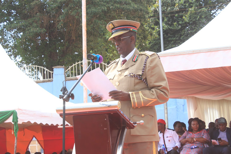 Murang'a county commissioner Mohamed Barre during Madaraka Day celebrations at Ihura Stadium