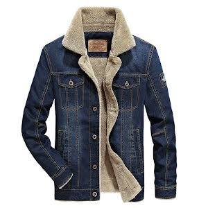 Men's Sherpa-line Fur Collar Denim Blazers Jacket | Calceus | United States