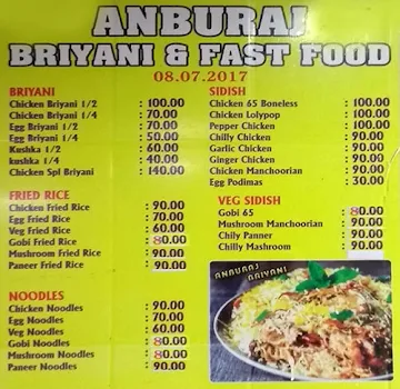 Anburaj menu 