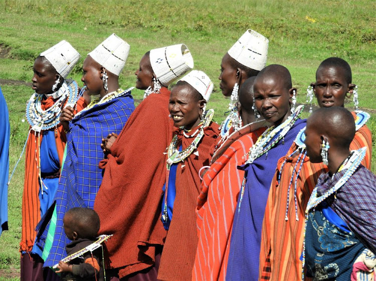 Maasai women at their cultural village in the Ngorongoro Conservation Area