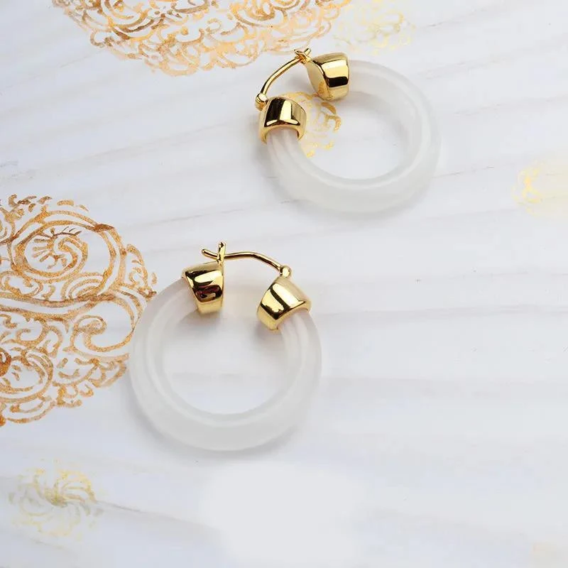 Trendy basis jade oorring oorbellen, elegante Senior Designer oorbellen, stijlvolle oorstekers, perfect voor dagelijks gebruik en elke outfit.